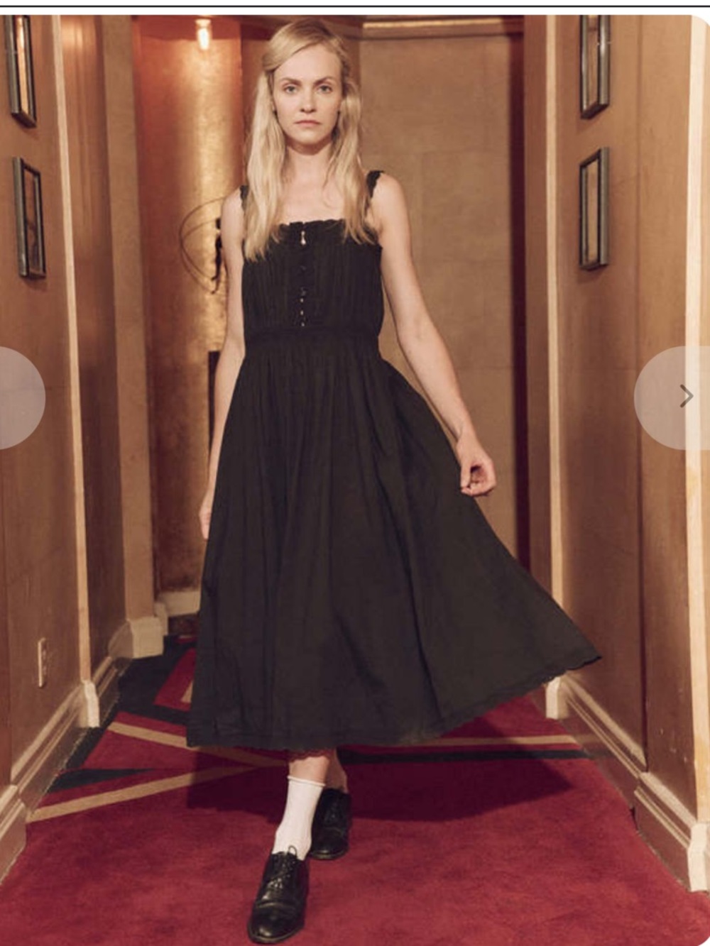 The Great. Cachet Midi Dress Black Sz 3 / US Large
